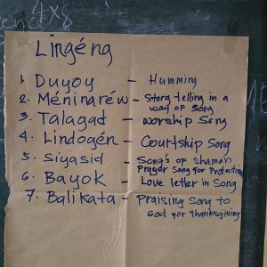 An inventory of songs written on Manila paper