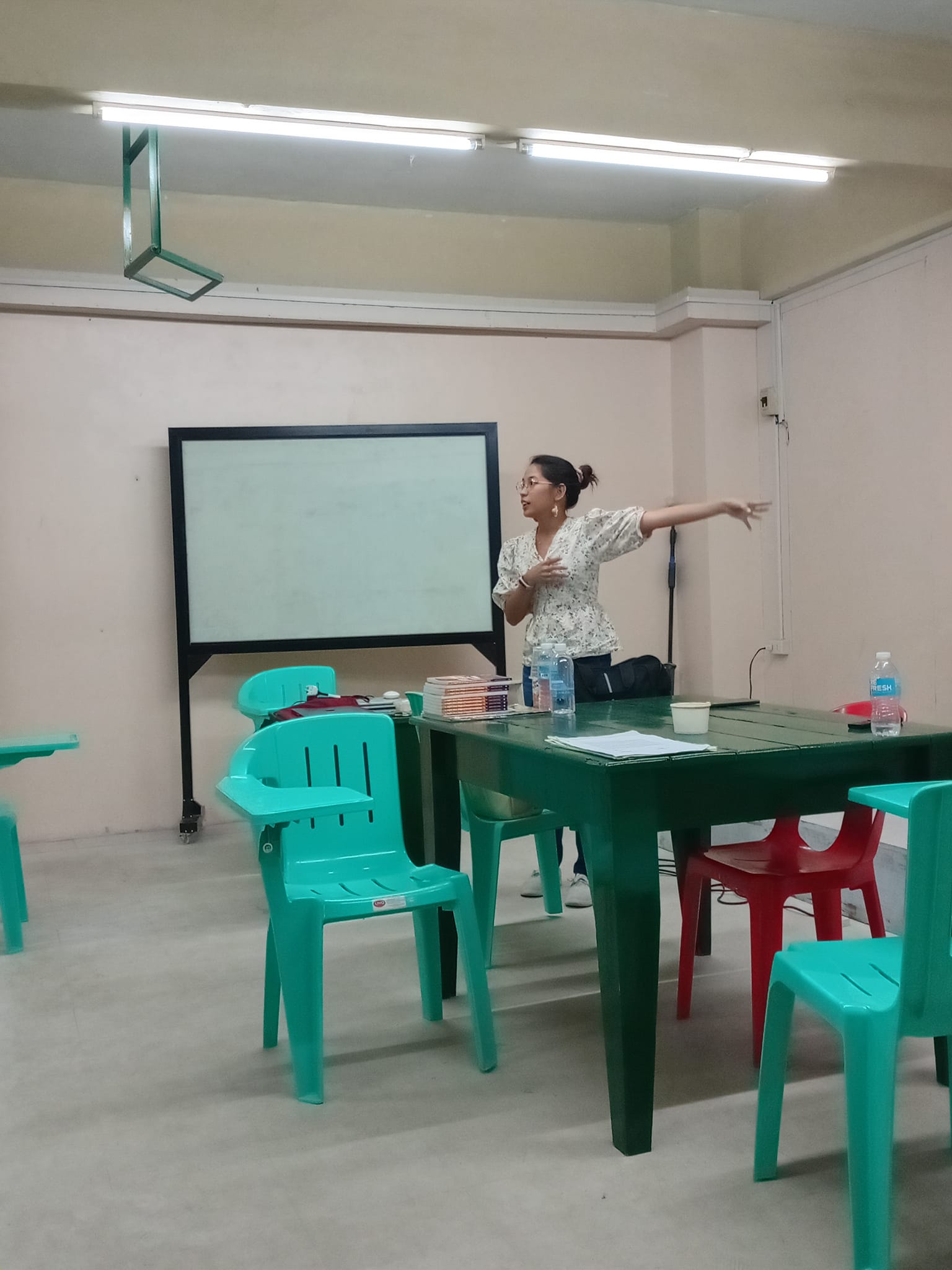 Janina and Joyce Anne teaching basic journalism subjects at Lanao del Norte